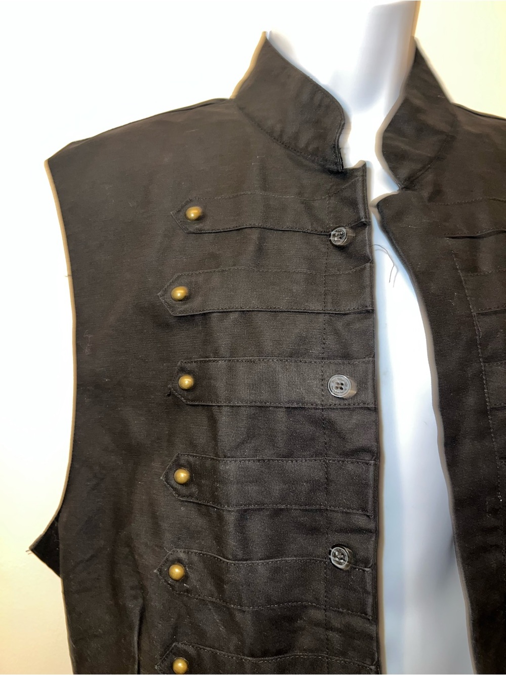 Men's Black Military-Inspired Button Vest - Picture 2 of 6